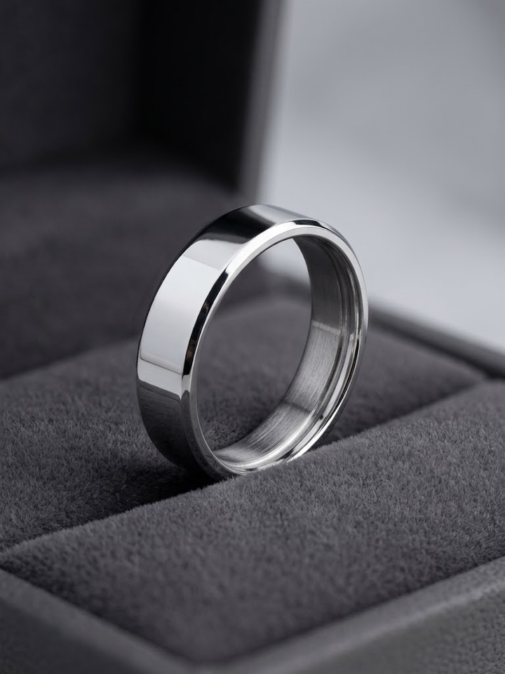 Silver Stainless Steel Ring Unisex