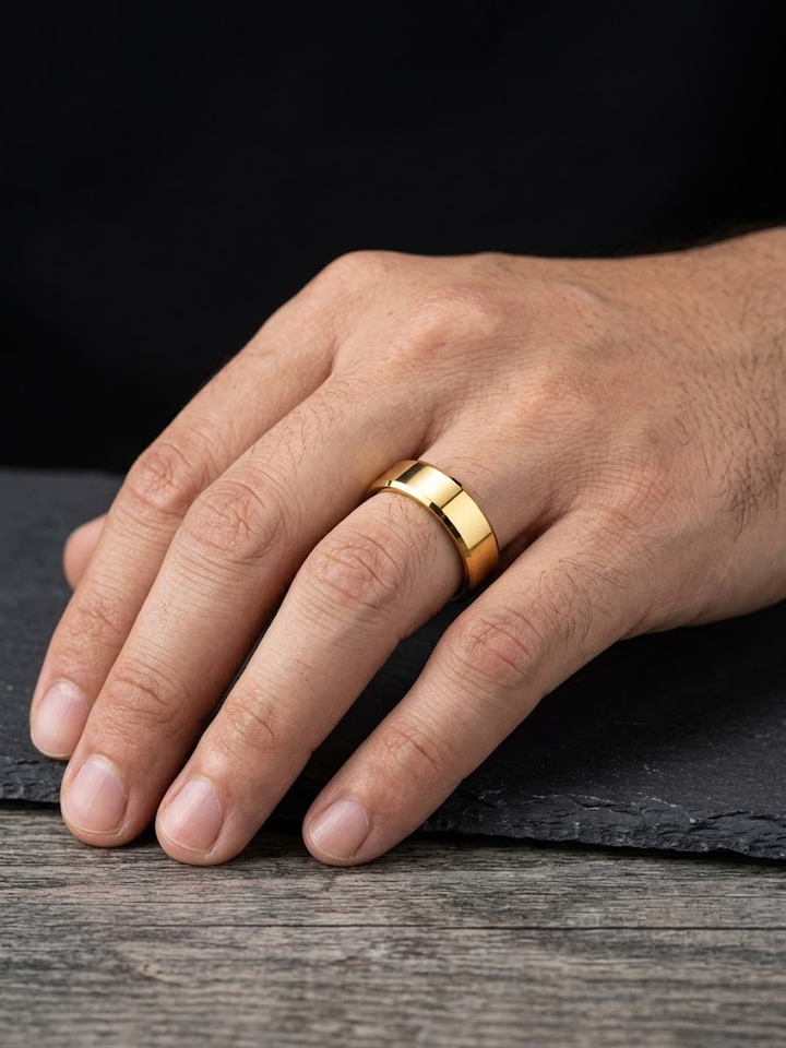 Gold Stainless Steel Ring Unisex