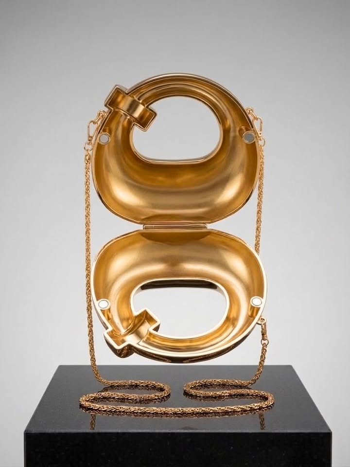 Shiny Gold Ring Hard-Shell Purse