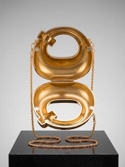 Shiny Gold Ring Hard-Shell Purse