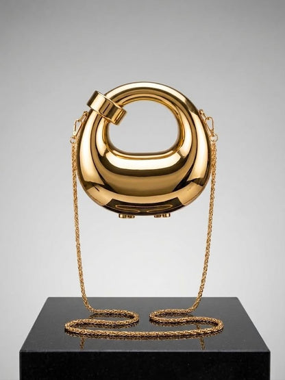 Shiny Gold Ring Hard-Shell Purse
