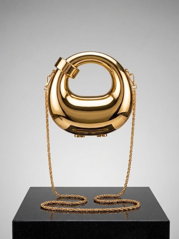 Shiny Gold Ring Hard-Shell Purse