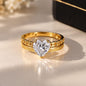 Heart Cut Diamond Gold Stainless Steel Ring For Women