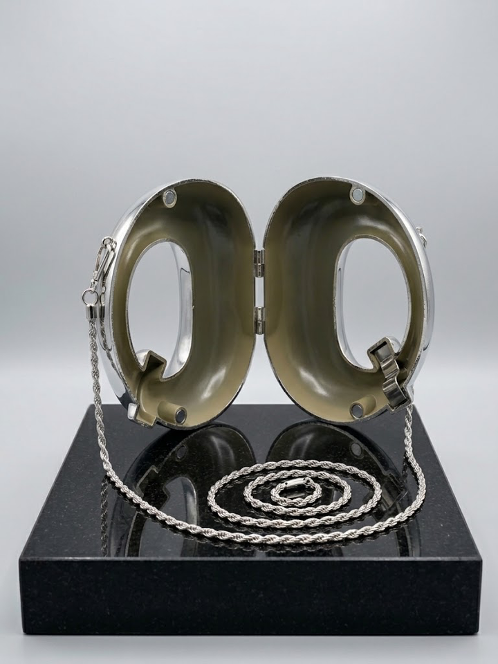 Shiny Silver Ring Hard-Shell Purse