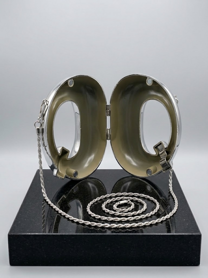 Shiny Silver Ring Hard-Shell Purse