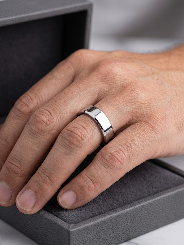 Silver Stainless Steel Ring Unisex